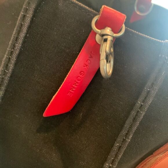 Vintage Jack Gomme Paris Black Canvas Tote, Unisex Lightweight Shoulder Bag - Picture 7 of 11